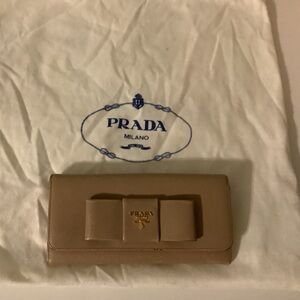 Prada Beige Leather Bow Wallet